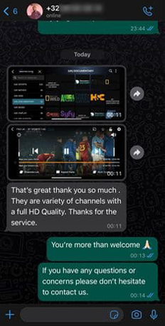 Customer testimonial 2 - IPTV service quality feedback
